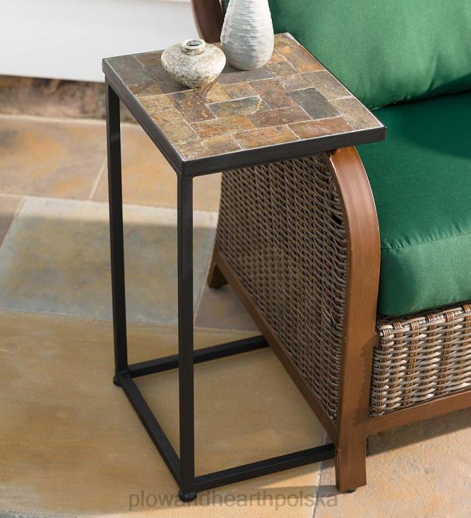 Plow & Hearth Podnoszony stolik boczny z mozaiką łupkową 02XR61088 artykuły gospodarstwa domowego