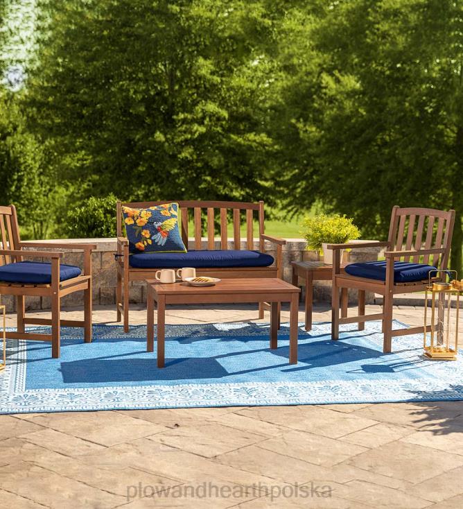 Plow & Hearth Stolik boczny z drewna eukaliptusowego, kolekcja mebli ogrodowych Lancaster - naturalny 02XR61159 artykuły gospodarstwa domowego