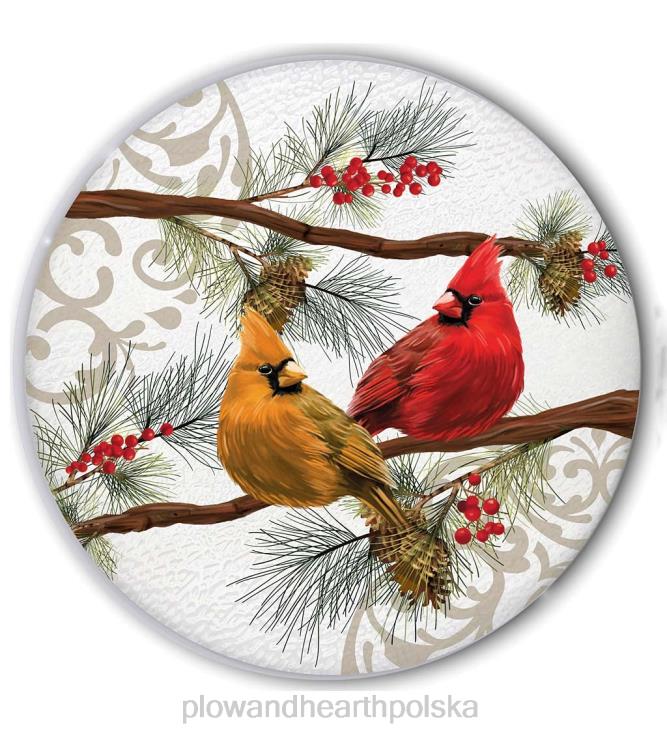 Plow & Hearth Szklany stół świąteczny kardynałów wewnątrz/na zewnątrz 02XR61136 artykuły gospodarstwa domowego