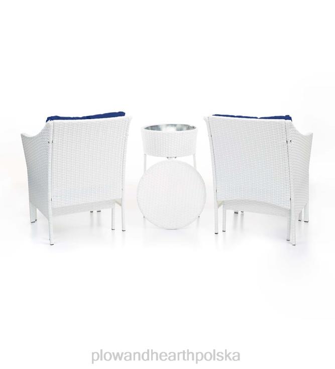 Plow & Hearth Zestaw do rozmów Harbour Moon z ukrytymi otomanami i stołem chłodniczym – biały 02XR61098 artykuły gospodarstwa domowego