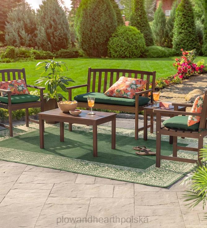 Plow & Hearth Zestaw do siedzenia ogrodowego Lancaster Eucalyptus, 4-częściowy - naturalny 02XR61096 artykuły gospodarstwa domowego