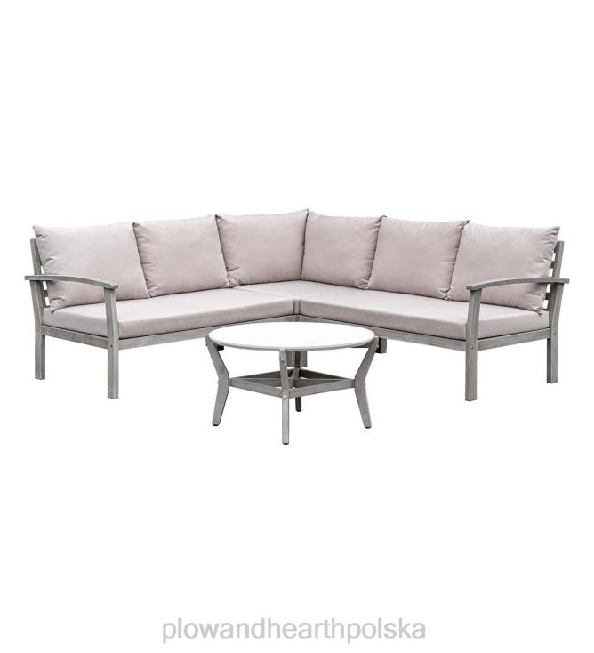 Plow & Hearth Zestaw wypoczynkowy do zewnętrznej sofy segmentowej ridgewind ze stołem koktajlowym 02XR61133 artykuły gospodarstwa domowego