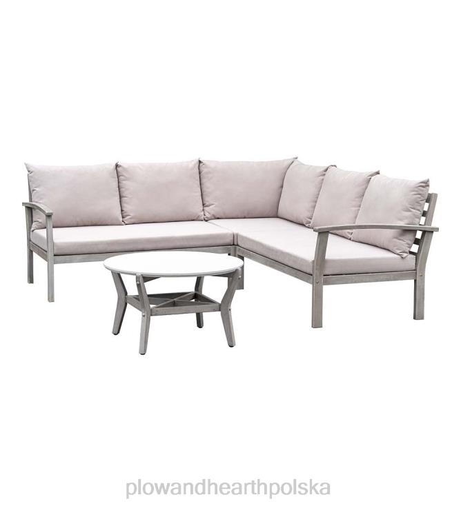 Plow & Hearth Zestaw wypoczynkowy do zewnętrznej sofy segmentowej ridgewind ze stołem koktajlowym 02XR61133 artykuły gospodarstwa domowego