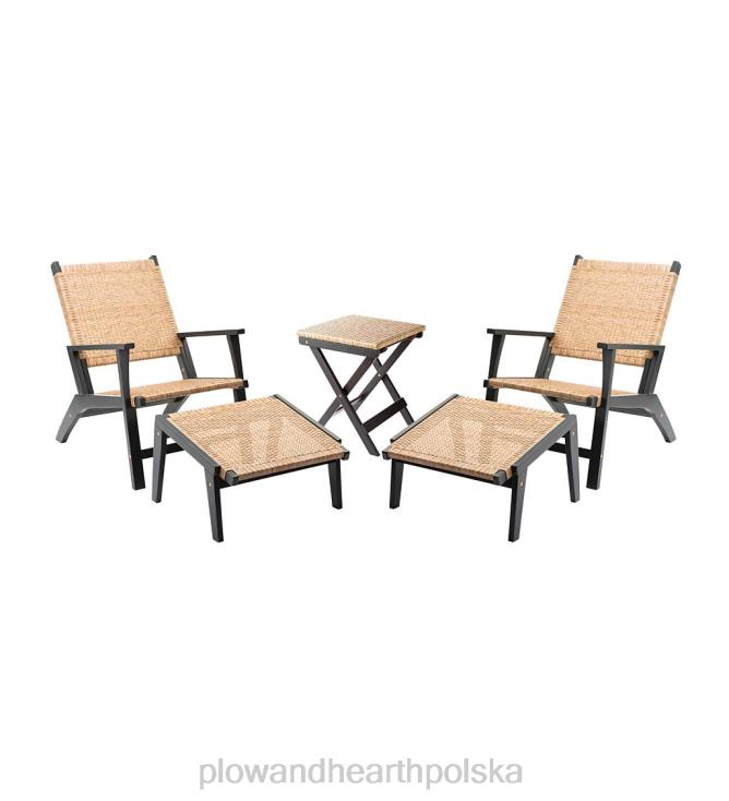 Plow & Hearth claytor eucalyptus outdoor 2 krzesła i 2 otomany ze stołem, zestaw 5-częściowy - czarny 02XR61126 artykuły gospodarstwa domowego