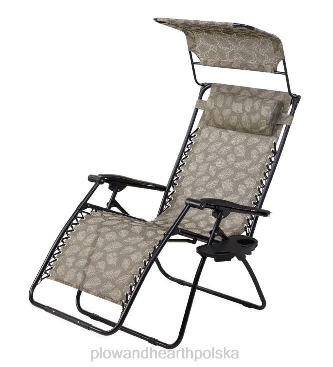 Plow & Hearth luksusowe krzesło o zerowej grawitacji z markizą, stołem i uchwytem na napoje - liść 02XR61101 artykuły gospodarstwa domowego