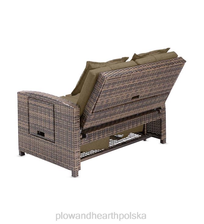 Plow & Hearth wielofunkcyjny szezlong z wikliny ogrodowej z poduszkami w kolorze ciemnoszarym 02XR61083 artykuły gospodarstwa domowego
