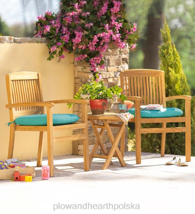 Plow & Hearth zestaw do rozmów z drewna tekowego, 3-częściowy 02XR61174 artykuły gospodarstwa domowego