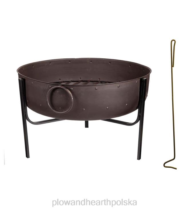 Plow & Hearth Miska paleniskowa opalana drewnem z żelaznymi uchwytami 02XR61600 artykuły gospodarstwa domowego