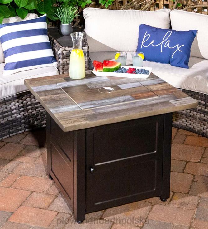 Plow & Hearth Zewnętrzne palenisko gazowe Beldon z osłoną z żywicy z nadrukiem, 30