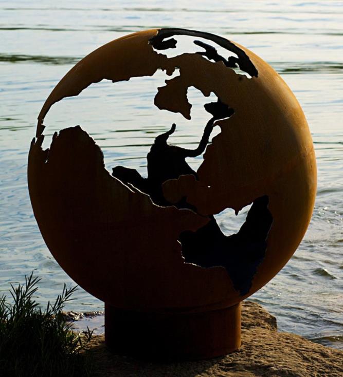 Plow & Hearth amerykańska sztuka paleniska trzecia skała w kształcie kuli ziemskiej palenisko 02XR61605 artykuły gospodarstwa domowego