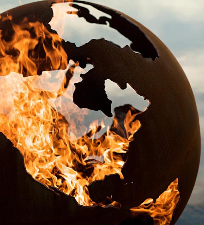 Plow & Hearth amerykańska sztuka paleniska trzecia skała w kształcie kuli ziemskiej palenisko 02XR61605 artykuły gospodarstwa domowego