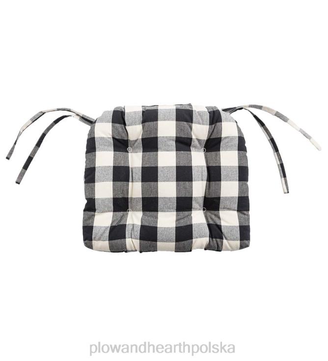 Plow & Hearth Dwustronna pikowana poduszka na krzesło w bawolą kratę z wiązaniami - bordowa 02XR62097 artykuły gospodarstwa domowego