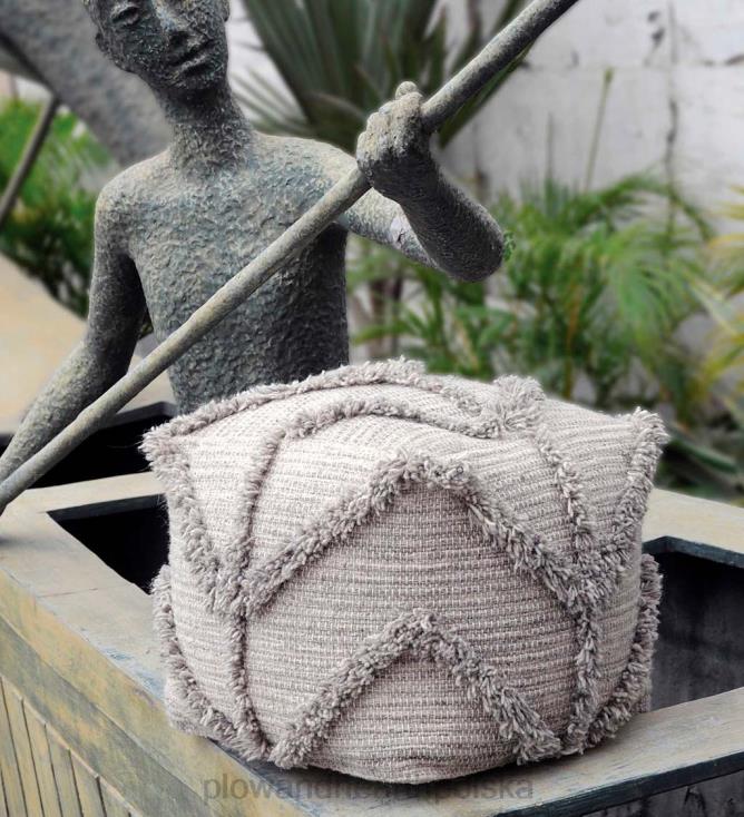 Plow & Hearth Pufa wełniana zygzakowata z frędzlami, 18