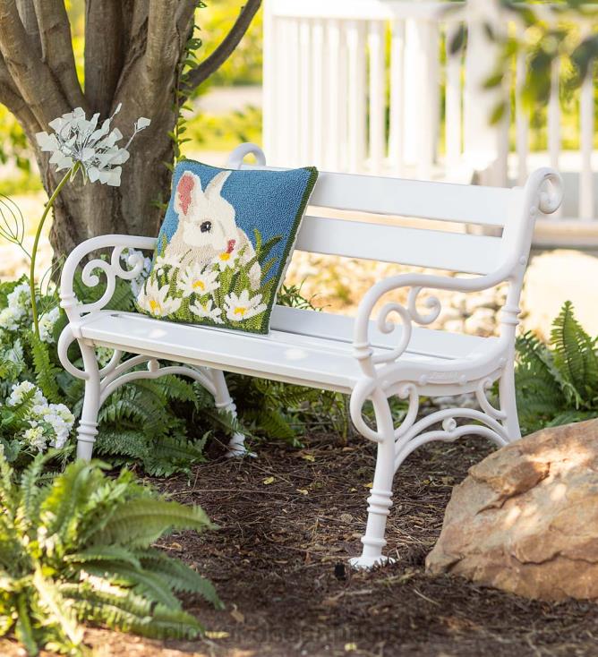 Plow & Hearth Poduszka z haczykiem w kształcie króliczka do użytku wewnątrz/na zewnątrz 02XR61260 artykuły gospodarstwa domowego