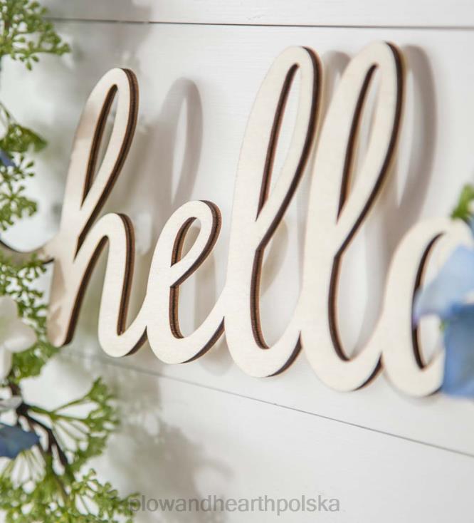 Plow & Hearth Dekoracja ścienna w kształcie obręczy w niebiesko-białe kwiaty 02XR62365 artykuły gospodarstwa domowego