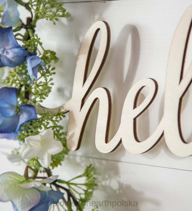 Plow & Hearth Dekoracja ścienna w kształcie obręczy w niebiesko-białe kwiaty 02XR62365 artykuły gospodarstwa domowego