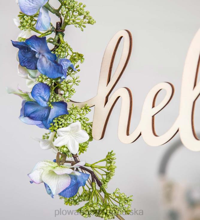 Plow & Hearth Dekoracja ścienna w kształcie obręczy w niebiesko-białe kwiaty 02XR62365 artykuły gospodarstwa domowego