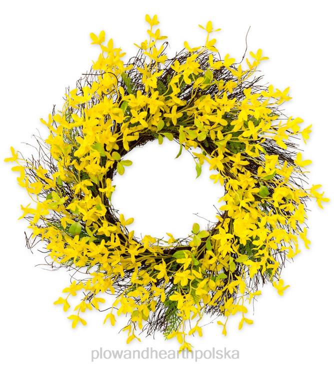 Plow & Hearth Wianek ze sztucznej forsycji na bazie rattanu 02XR61638 artykuły gospodarstwa domowego