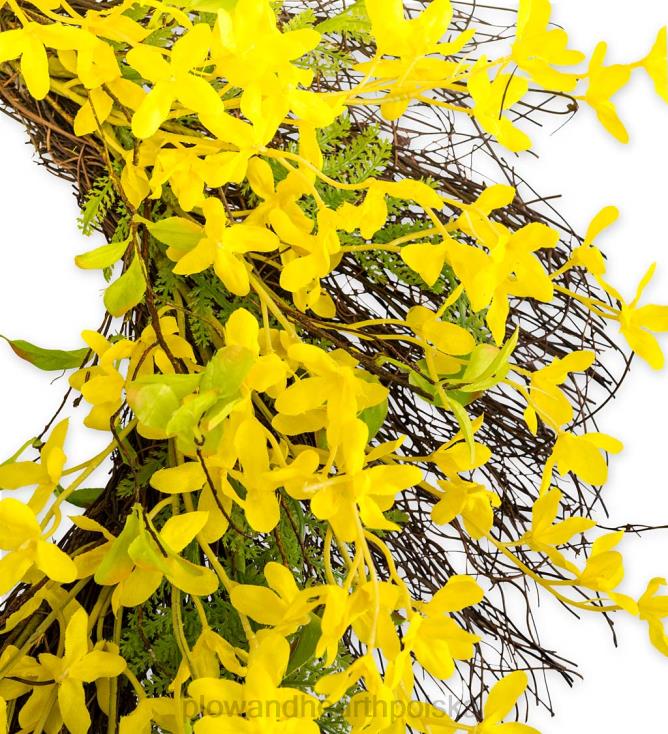 Plow & Hearth Wianek ze sztucznej forsycji na bazie rattanu 02XR61638 artykuły gospodarstwa domowego