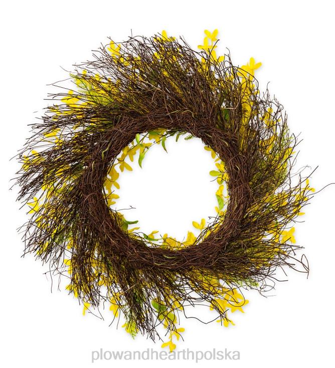 Plow & Hearth Wianek ze sztucznej forsycji na bazie rattanu 02XR61638 artykuły gospodarstwa domowego