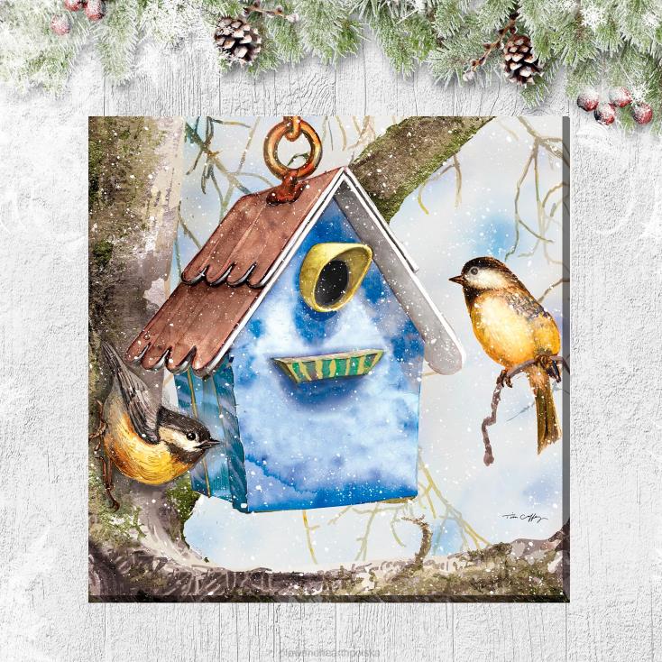 Plow & Hearth zimowy dom wewnątrz/na zewnątrz płótno ścienne 02XR61637 artykuły gospodarstwa domowego