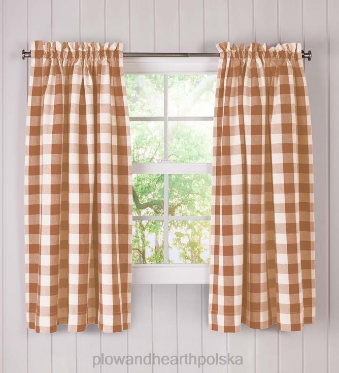 Plow & Hearth Zasłony bawełniane w kratę Buffalo z kieszeniami, para 54