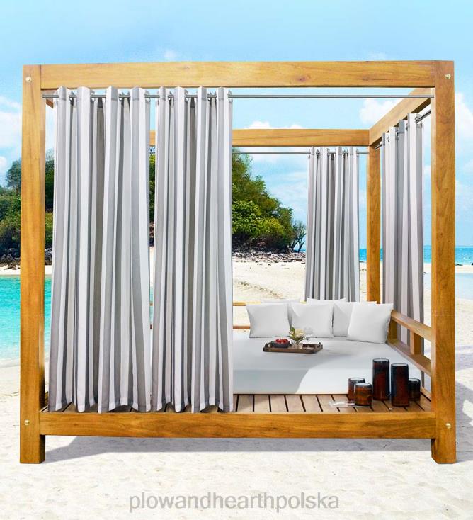 Plow & Hearth Zasłony zewnętrzne w paski z motywem morskim 02XR61471 artykuły gospodarstwa domowego