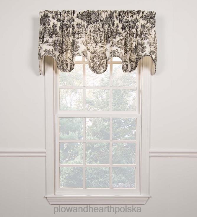 Plow & Hearth Falbana z falbaną Victoria Park Toile, 70" szer. x 15" dł. - czarna 02XR62621 artykuły gospodarstwa domowego