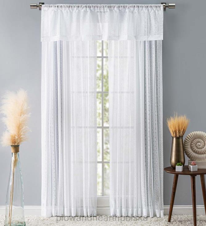 Plow & Hearth Koronkowe zasłony w paski medalion 02XR62615 artykuły gospodarstwa domowego