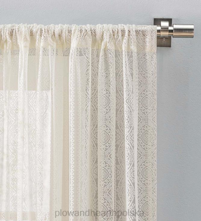 Plow & Hearth Koronkowe zasłony w paski medalion 02XR62615 artykuły gospodarstwa domowego