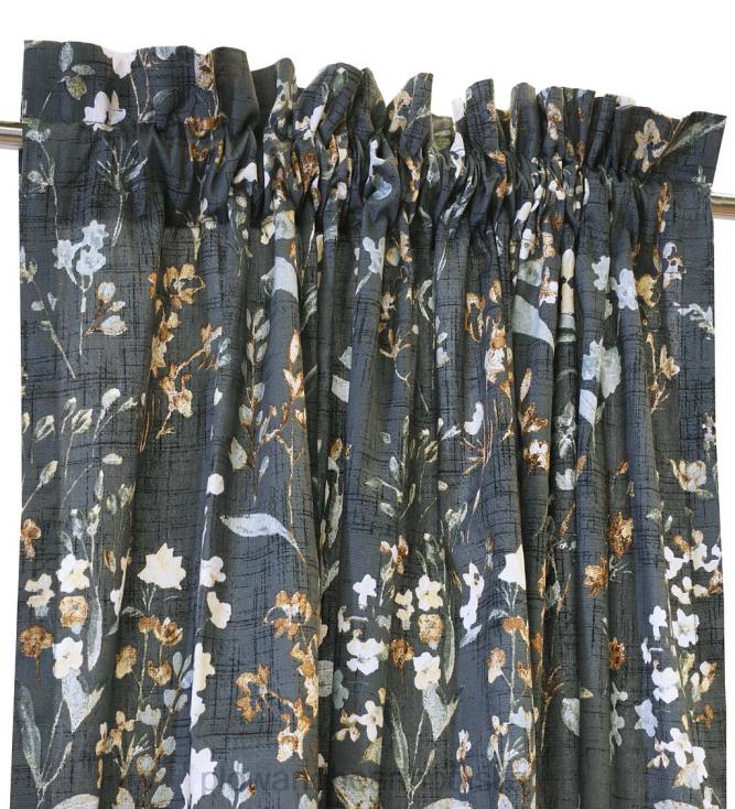 Plow & Hearth Zasłony o wyglądzie lnu w kwiaty firmy Rockport z wiązaniami 02XR62557 artykuły gospodarstwa domowego