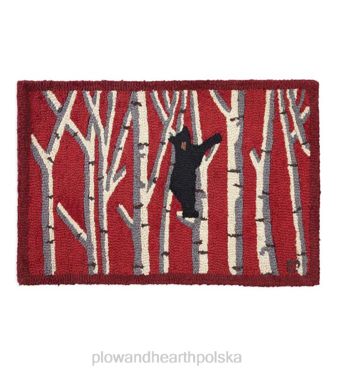 Plow & Hearth haczykowaty wełniany czarny miś w brzozowym dywaniku z akcentami 02XR61754 dywaniki i maty