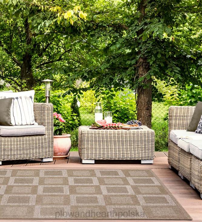 Plow & Hearth Dywan w kształcie kwadratów Beachcomber do użytku wewnątrz i na zewnątrz 02XR61808 dywaniki i maty