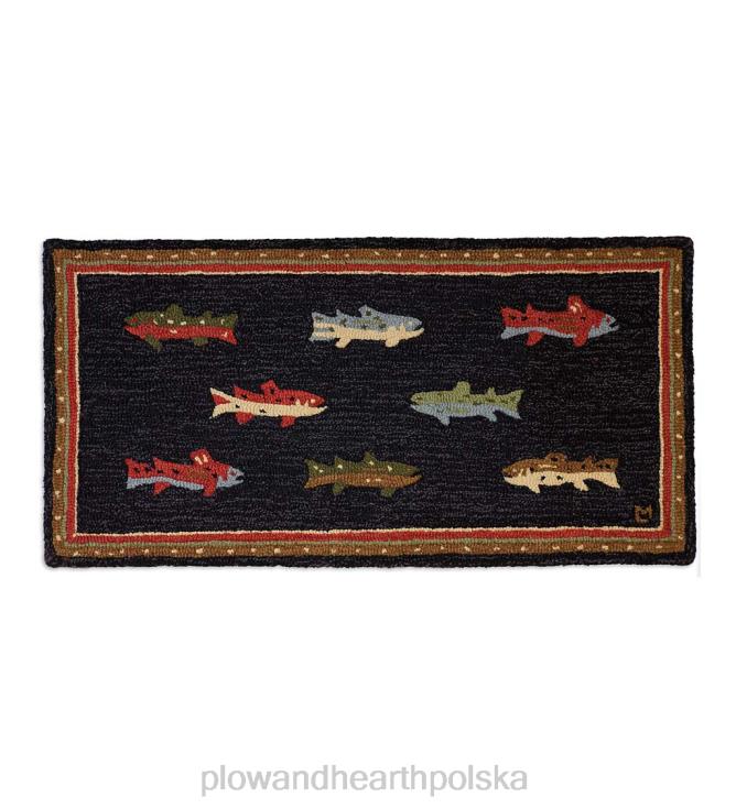 Plow & Hearth Dywan z akcentami wełnianymi, ręcznie haftowanymi rybami rzecznymi 02XR61791 dywaniki i maty