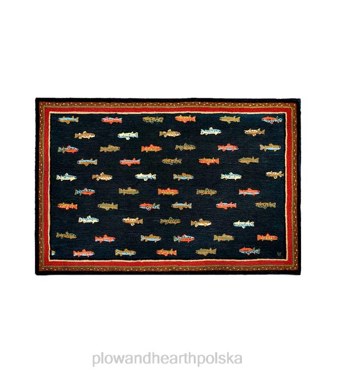 Plow & Hearth Dywan z akcentami wełnianymi, ręcznie haftowanymi rybami rzecznymi 02XR61791 dywaniki i maty