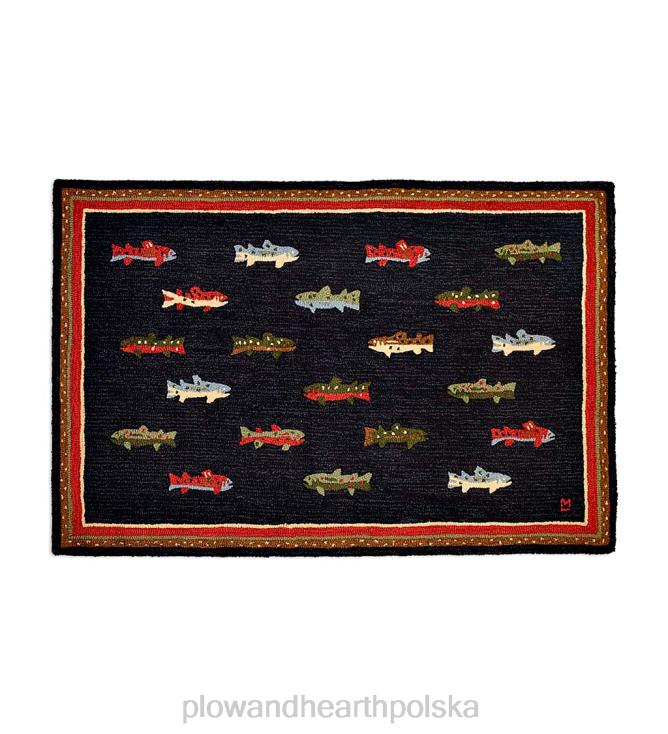 Plow & Hearth Dywan z akcentami wełnianymi, ręcznie haftowanymi rybami rzecznymi 02XR61791 dywaniki i maty