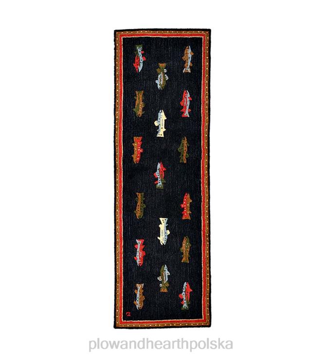 Plow & Hearth Dywan z akcentami wełnianymi, ręcznie haftowanymi rybami rzecznymi 02XR61791 dywaniki i maty