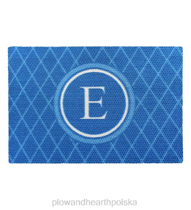 Plow & Hearth Wycieraczka argyle imitująca sizal z monogramem - niebieska 02XR61899 dywaniki i maty