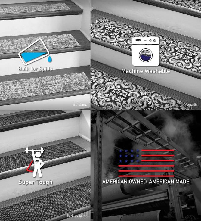 Plow & Hearth Stopnie schodowe z płytek w stylu vintage, zestaw 4 szt. - rdza 02XR61918 dywaniki i maty