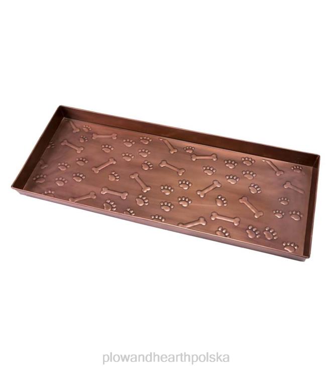 Plow & Hearth Wytłoczona metalowa tacka na buty z łapami i kośćmi 02XR61968 dywaniki i maty