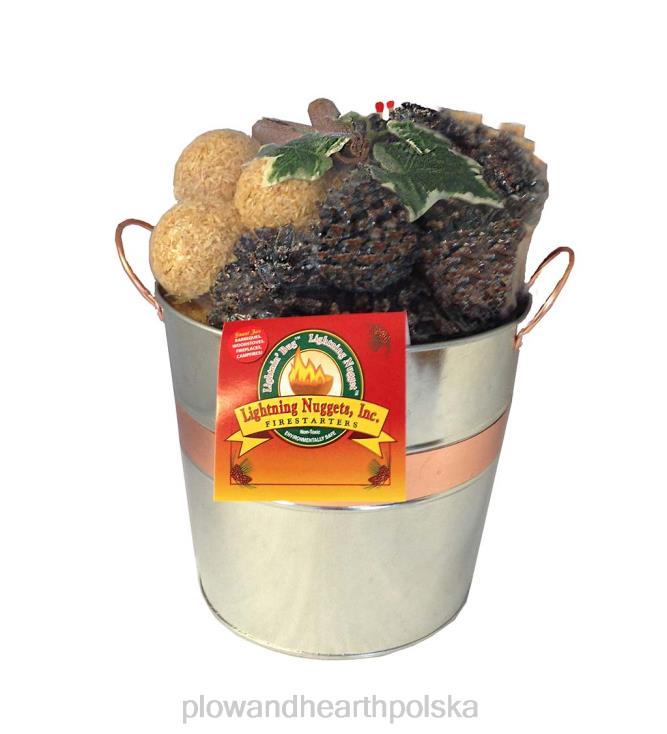 Plow & Hearth Zestaw podarunkowy do rozpalania ognia w ocynkowanym wiadrze 02XR62709 kominek