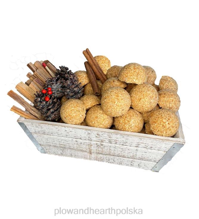 Plow & Hearth Zestaw upominkowy do rozpalania ognia w drewnianej skrzynce 02XR62713 kominek