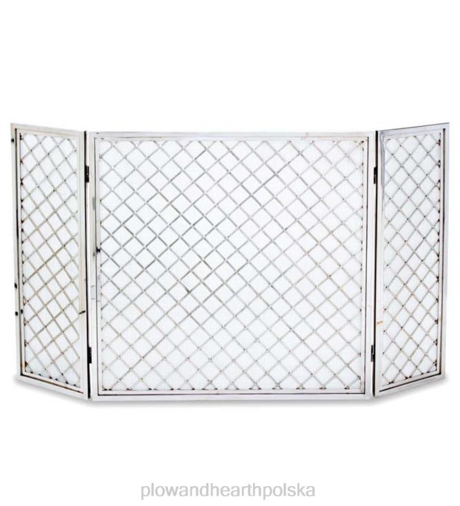 Plow & Hearth Hartwick trójpanelowa składana osłona kominkowa - nikiel 02XR62921 kominek