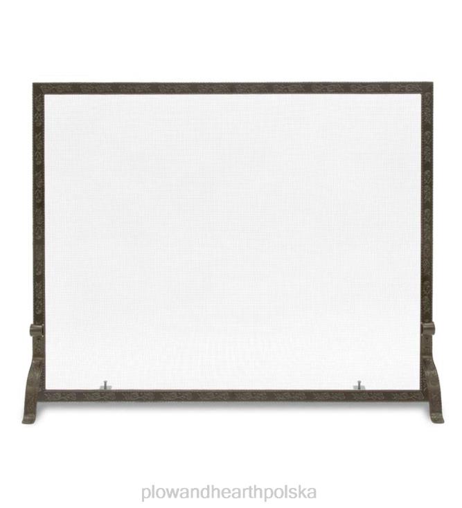 Plow & Hearth Jednopanelowy ekran kominkowy z tłoczonym rozgałęzieniem zatoki - brąz 02XR62888 kominek