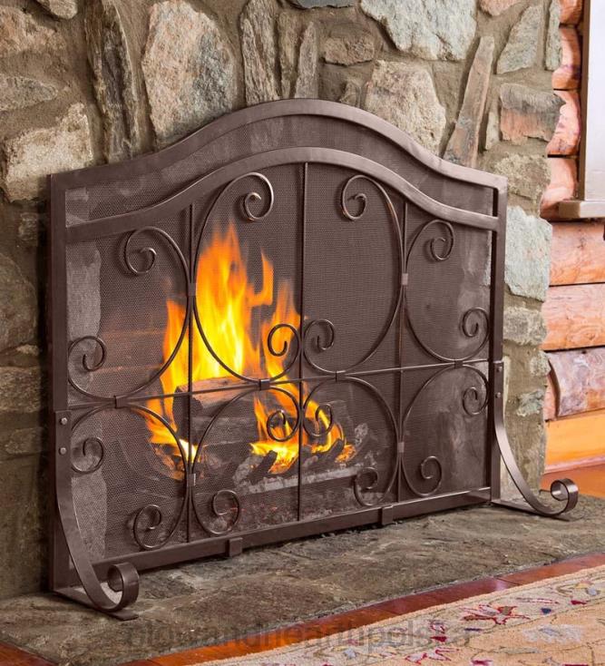 Plow & Hearth Osłona kominkowa z dużym grzebieniem - miedź 02XR63247 kominek