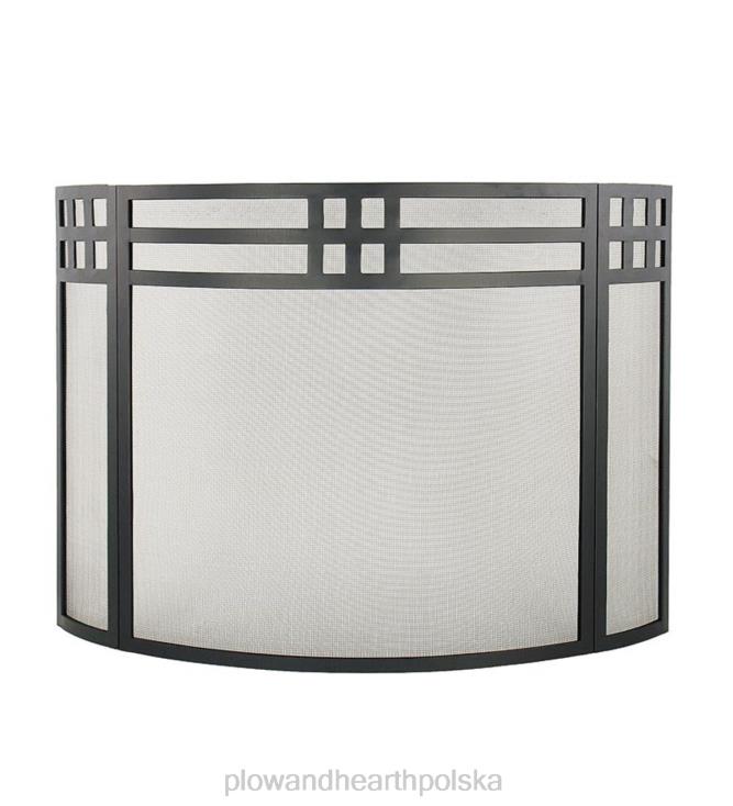 Plow & Hearth Składany parawan kominkowy w stylu misji z kutego żelaza - czarny 02XR62893 kominek