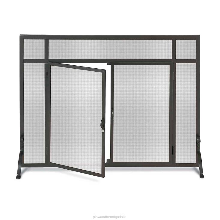 Plow & Hearth duża niestandardowa osłona kominkowa, płaska osłona z prostymi drzwiczkami - czarna 02XR62923 kominek