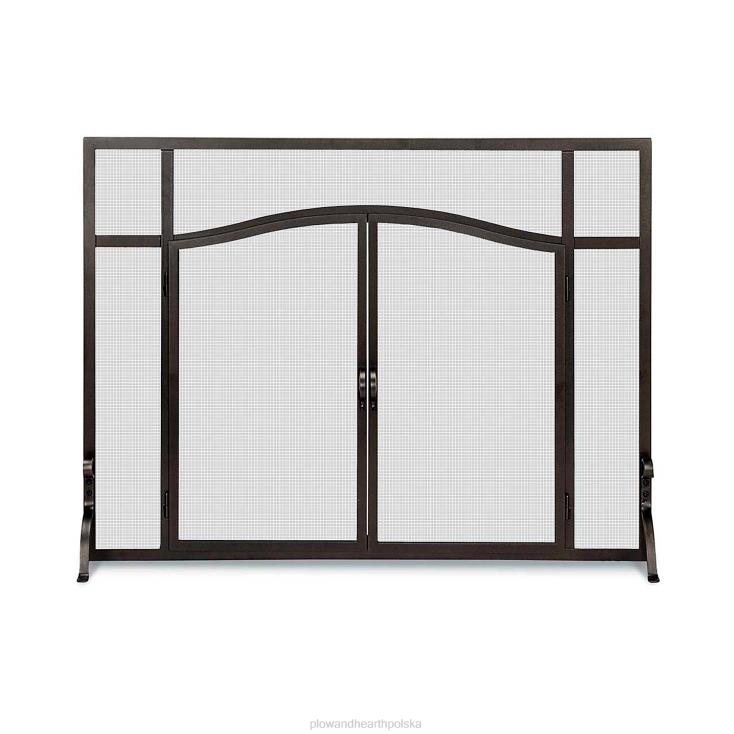 Plow & Hearth duża, niestandardowa płaska osłona z drzwiami łukowymi - czarna 02XR62927 kominek