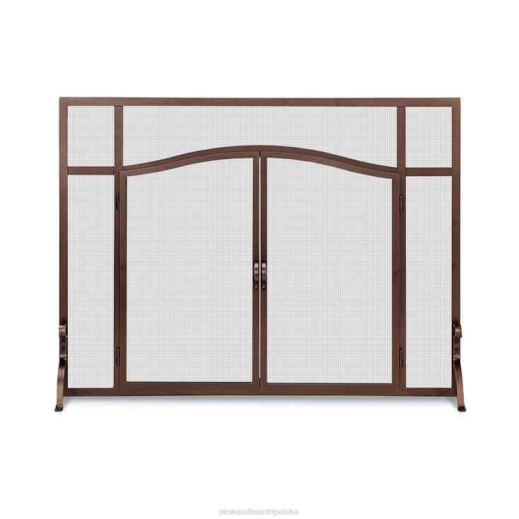 Plow & Hearth duża, niestandardowa płaska osłona z drzwiami łukowymi - czarna 02XR62927 kominek