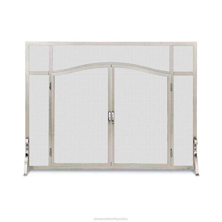 Plow & Hearth duża, niestandardowa płaska osłona z drzwiami łukowymi - czarna 02XR62927 kominek